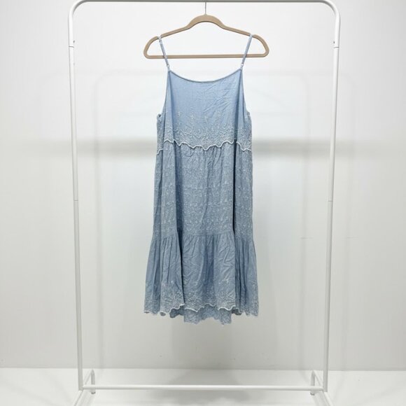 American Eagle Light Blue Tiered Embroidered Dress Size XL - Picture 1 of 5